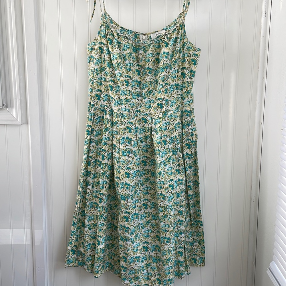 LOFT |  100% Cotton Blue + White Floral Sun Dress Spring Dress